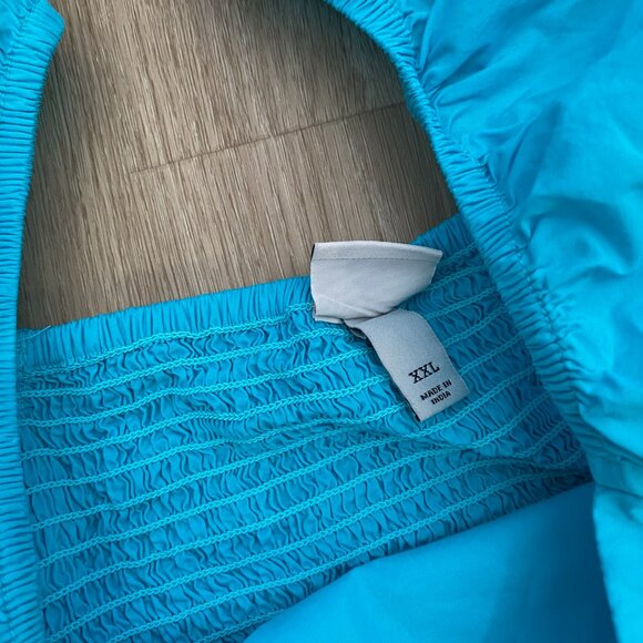 A New Day Mini Dress Puff Sleeves Smocked Cut Out Back Blue Womens Size XXL - Picture 9 of 15